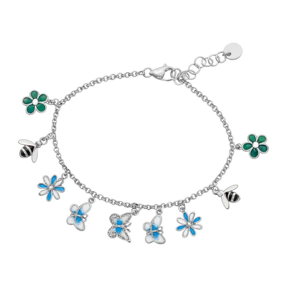 NEW ATLANTA JEWELERS SUPPLY women's colorful flower butterfly bee charm bracelet